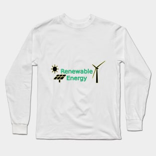 Renewable Energy Logo Solar Panels Wind Turbine Long Sleeve T-Shirt